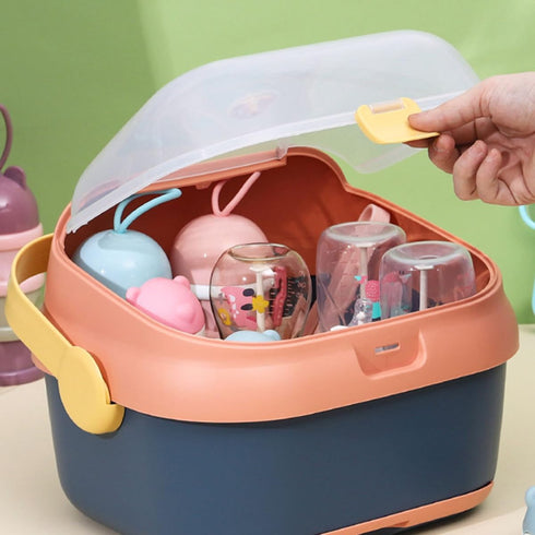 UPKOCH Large Bottle Drying Rack with Lid Cover, Feeding Drying Case and Pacifier Storage Organizer, Dustproof