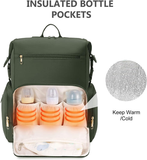 Backpack CEI-CEI Neoprene Diaper Bag with Insulated Pockets, Large Newborn Baby Maternity Bags Travel Tote