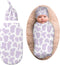 Qiohoey Purple Cow Print Newborn Baby Swaddle Blanket with Beanie Hat Baby Receiving