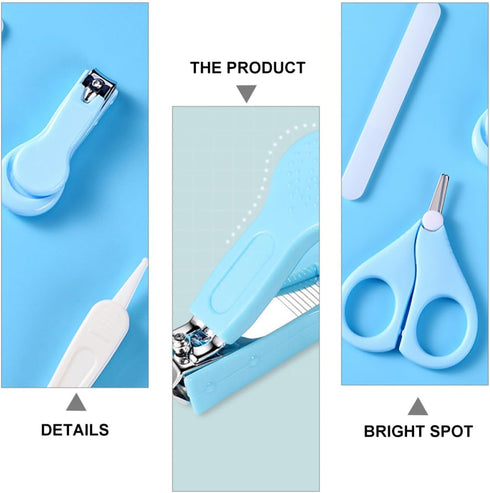 Set 4pcs Toyvian Nail Clipper and Manicure Scissors for Newborns and Nail Care Kit with File Safe Pink and Blue