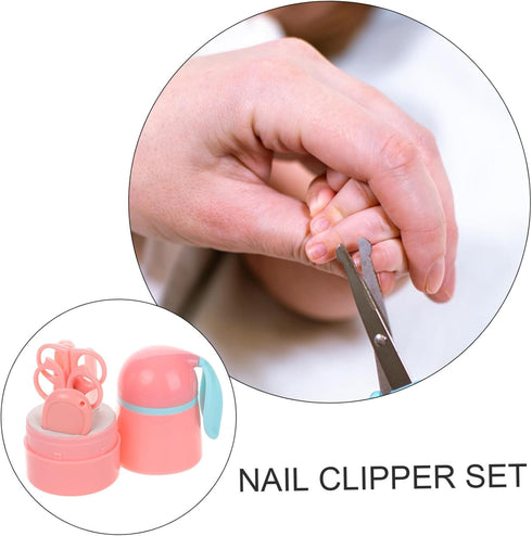 SOPOTUTU Set Trimming Nail Care Cute Case Boy Girl Nail Kit Includes Clipper Scissors and Tweezers Safe for Newborns