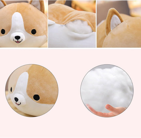 Levenkeness 11.8 Corgi Dog Plush Pillow, Soft Cute Shiba Inu Akita Stuffed Animals Toy Gifts (Brown, in)