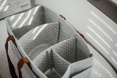 Keller’s Corner Baby Diaper Caddy Organizer, Gray Large & Small Pouch for Changing Table & Car