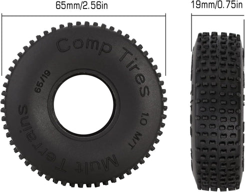 INJORA 1.0 Tires-S4 Multi Terrain Pin Crawler Tires for TRX4M SCX24 AX24 FCX24 Upgrade Parts, 65 * 19mm