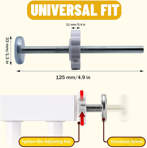 Universal Baby Gate Threaded Spindle Rod - M8 (8mm) Replacement Bolt Part for Baby & Pet Safety Gates, 4Pcs