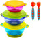 PandaEar Stay Put Spill Proof Stackable Baby Suction Bowls, 3 Sizes for Toddlers with Silicone Feeding Utensils and