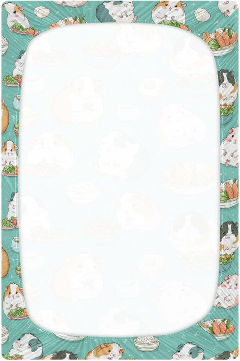 Pigsaly 27x39 Inch Crib Sheets Kawaii Guinea Pigs Baby Sheet for Standard Crib Mattress Boys Girls Toddler Bed Sheets