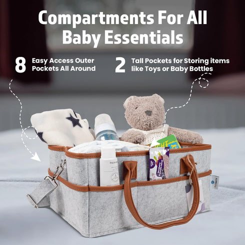 Melliberry Baby Diaper Caddy Changing Table Organizer - Baby Basket Diaper Caddy Organizer with Handle - Basket