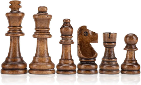 AMEROUS Wooden Chess Pieces Only, Staunton Style Wood Chessmen with 3.15" King, Storage Bag, Gift Packed Box