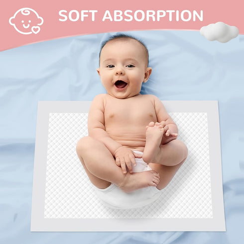 18"x26"(50pcs) MILDPLUS Disposable Changing Pads Liners Baby Pads, Hot Air Cotton Surface Pee Pads, Waterproof
