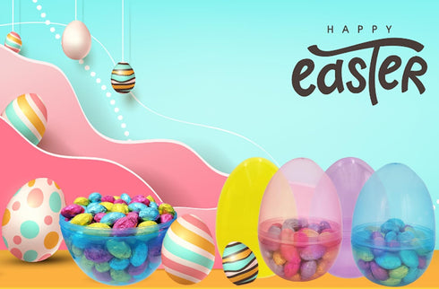 8 Inch (4 Pack) 8" 4Pack The Dreidel Company Massive Translucent Easter Eggs Colorful Bright Easter Eggs Perfect