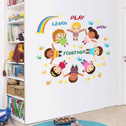 Peel and Stick Kids Wall Decals Educational Rainbow & Diversity Stickers for Nursery, Classroom, Playroom | Learn Play