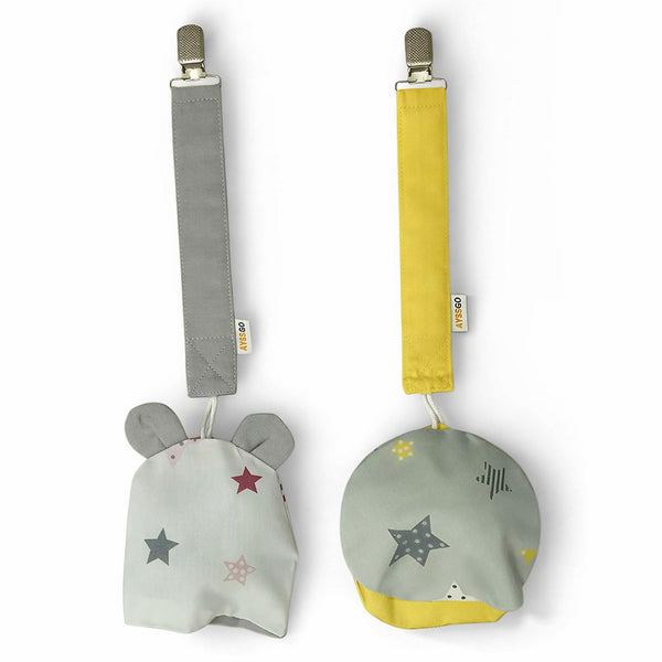 ayssgo Protective Pacifier Clip & Holder Handmade, Ultra Durable with Case, 2-Pack, 100%