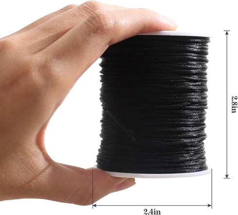Promise Babe Black Satin Rattail Cord for Baby Teething Necklace, 75m DIY Teether Craft Supplies Line