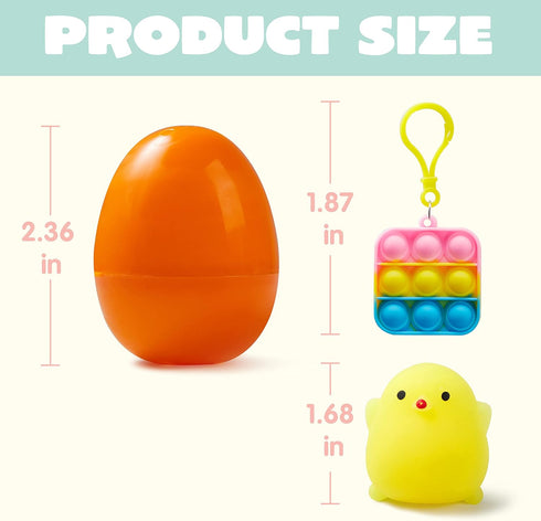 24 JOYIN PCS Prefilled Easter Eggs with Assorted ToysFilled with Mochi Squishy Toys and Pop Bubble Fidget