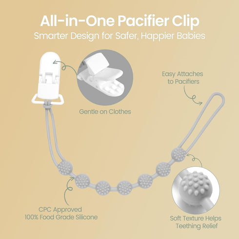 Eascrozn 6 Pack Silicone Pacifier Clip with One-Piece Design for Baby Boys and Girls, BPA Free Soft Flexible Binky