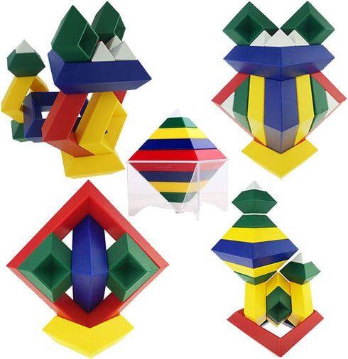 Pyramid Stacking Toy Building Blocks, 3D Puzzle Brain Teasers for Kids and Adults, Creative Preschool Learning