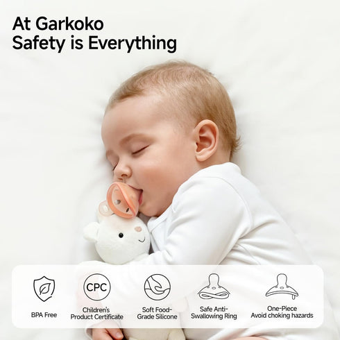 06 Garkoko Baby Pacifiers Months, One-Piece Soft Silicone Breast-Like Pacifier for Newborn & Breastfed Babies, BPA-Free