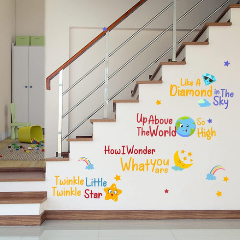 Set DEKOSH Baby Nursery Decor with Twinkle Twinkle Little Star Rhyme Wall Decal Peel and Stick Kids Wall Stickers