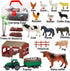 BOLZRA Mini Barn Farm Toys Playset, 66PCS Plastic Animals Figurines and Fence Farm Playset, Farm Figures Farmer Vehicle Toy Truck with Trailer for 3-12 Years Old Kids Boys Girls Toddlers