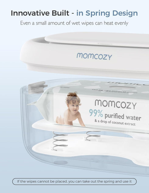 Momcozy 60-80pcs, 4 Baby Wipe Warmer, Innovative Spring Design, Large Capacity Wipes Dispenser for Fast & Even Heating