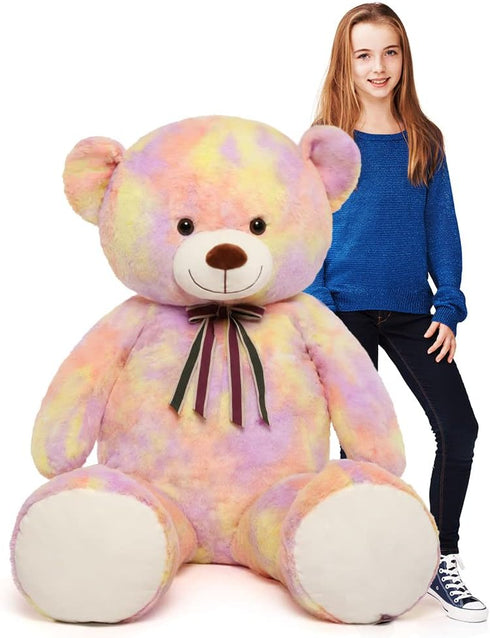 Tezituor 52'' Big Teddy Bear, Giant Stuffed Animal Plush, Rainbow Yellow Soft Gifts for Valentine, Christmas, Birthday
