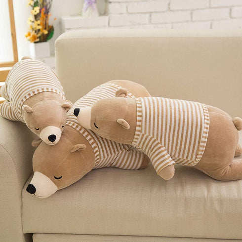 MMTTAO 14 Inch Polar Bear Plush Toys - Stuffed Animals Dolls Small Brown Sleeping Bear Collection