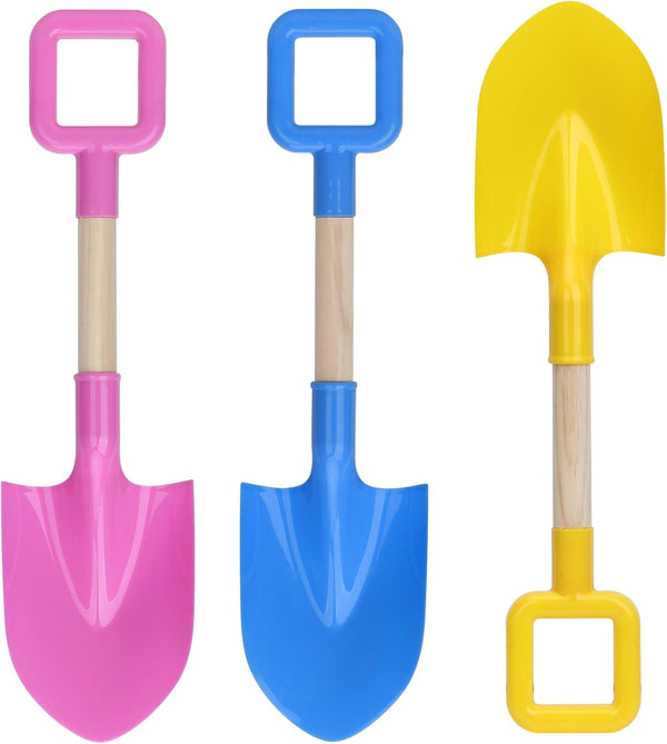 16" Jumbo Beach Sand Shovels Toys for Kids, Pink Gardening Tool Kits for Sand Snow Digging (3PCS)