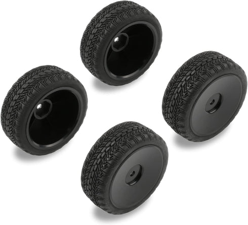 4 Pack 12mm Hex Wheels and Tires Set with Locknuts and Wrench for RC 1/10 On Road Racing Touring Car
