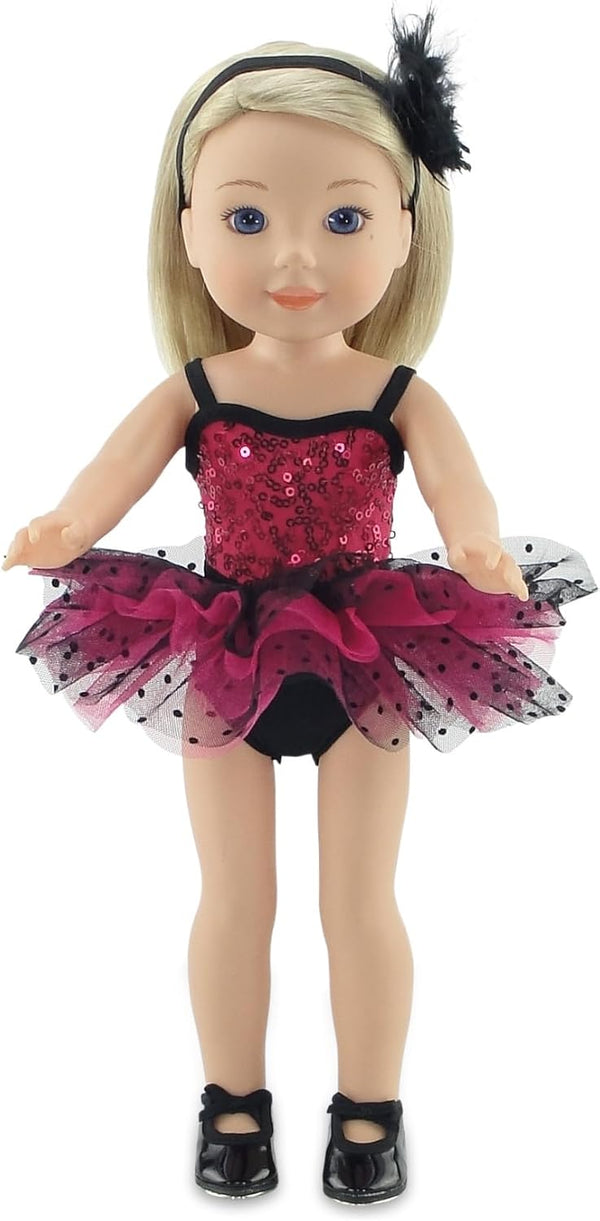 Emily Rose 14.5 Inch Doll Clothes, 5 Piece Jazz Ballet Ballerina Outfit with Real Tap Shoes