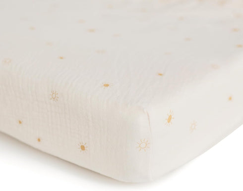 192 Count 28"x 52" mushie Extra Soft Muslin Fitted Crib Sheet | Thread | (Sun)