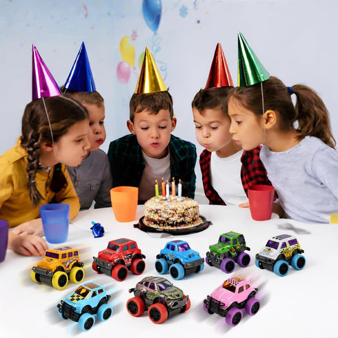 16Pcs SUNPROUND Mini Monster Truck Toys,Pull Back Alloy Trucks Party Favors, Die-cast Race Cars for Boys Girls Easter