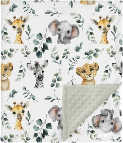 HawSkgFub Safari Jungle Animals Mink Baby Blankets Dotted Backing Boy Girl Shower