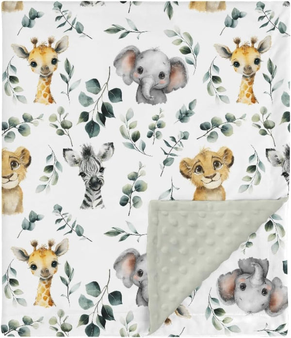 HawSkgFub Safari Jungle Animals Mink Baby Blankets Dotted Backing Boy Girl Shower