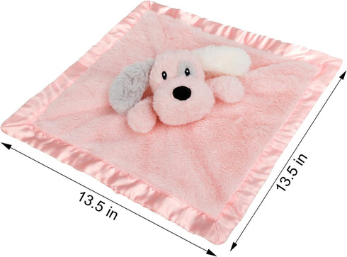 Puppy Baby Security Blanket for Toddler Infant Newborn Boys & Girls, Soft Lovey Stuffed Animal with Plush Fabric, Pink