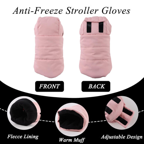 Zsedrut Stroller Gloves Universal Winter Anti-Freeze Stroller Mittens Water Repellent Hand Warmer Muff Fleece