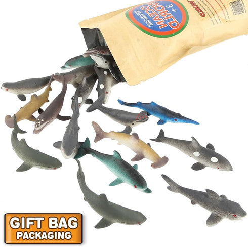 20 Set, PCS Mini Rubber Shark Toy Figure, Super Stretches Bath Toy Material TPR, Ocean Sea Animal Floating Bathtub Toy