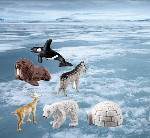 Mini Arctic Animals Toys Set - 10PCS Polar Animal Figurines Play Set for Toddlers