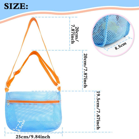 Beach,3Pcs Swimming Shell Bags for Seashell Collecting Bag with Adjustable Shoulder Straps, Beach Mesh Bag for Storing