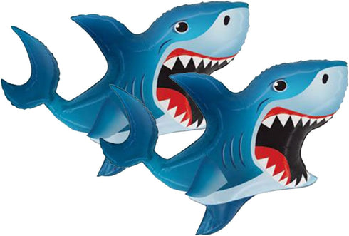 Artisan Owl Set of 2 Jumbo 35" Blue Shark Foil Party Balloons