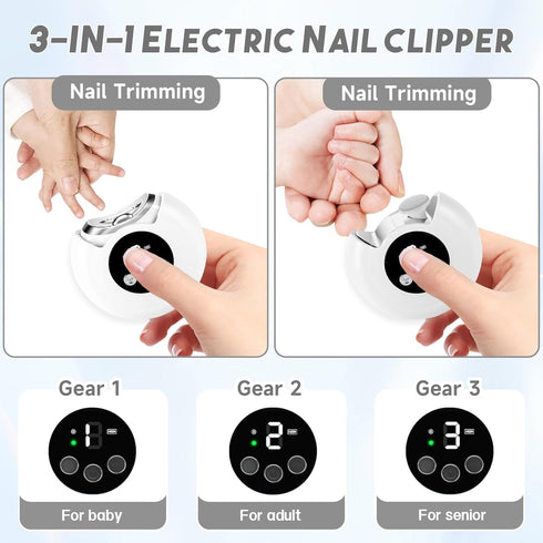 generic 2026 3 1 3 Trimmer New in Automatic Electric Nail Clipper with LED Light Nail File Speeds LCD Display Nail