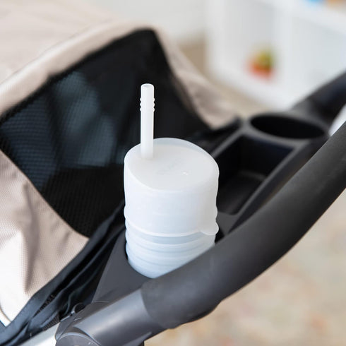 Bumkins Baby and Toddler Cups, Sippy Cup with Straw, Spill Proof, Transition Cup for Babies Ages 1 Year, Safely Sip from Lid, Straw or Cup, First Year Supplies, Platinum Silicone, Holds 7oz, Gray by Bumkins