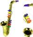 EXCEART Kids Saxophone Toy - Plastic Musical Wind Instrument with 8 Rhythms, Metallic Golden for Early Education