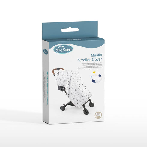 Muslin Stroller Cover, Versatile Sunshade, Windbreaker, and Insect Shield, Stylish and Breathable Travel Accessory