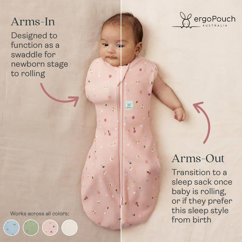 1.0 (0-3 ergoPouch Cocoon Swaddle Sack TOG - Baby Sleep Sack, Gentle Snug Fit Helps Calm Startle Reflex, Ideal for Arms