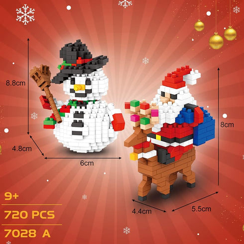Christmas Building Block Set, 2024 Santa Claus and Snowman Character Set, 720 Pieces for Kids Over 9