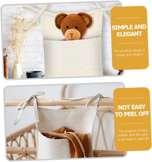 GARVALON Linen Hanging Storage Bag Bedside Organizer for Sundries Crib Multi Use Hanging Organizer Capacity Space