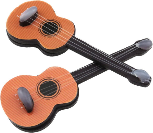 E-outstanding 2PCS Miniature Guitar, Wooden Base Guitar Dollhouse Musical Instrument Photo Props