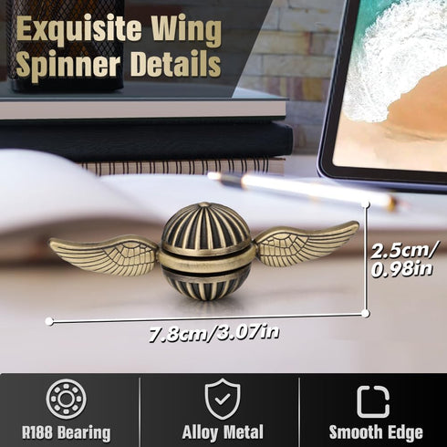 Sphere Fidget Spinner for Kids and Adults, Metal Brass Orb Ball Toy for Stress Relief, Sensory Toy with Premium Case