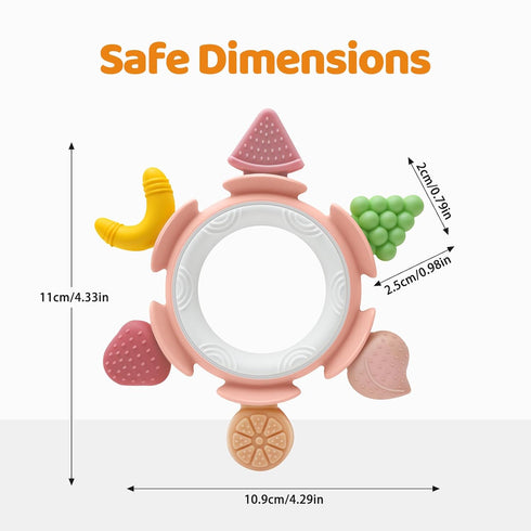 3-12 Baby Teething Ring Toy for Months, Silicone Infant Teether for Sore Gum Relief, Soothing Sensory Chew Toy, Ideal